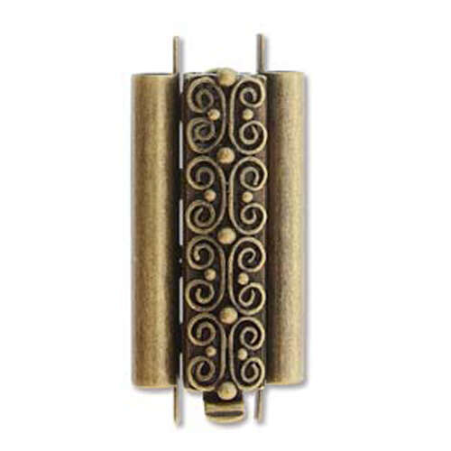 Beadslide Clasp Squiggle Design - Antique Brass - CLSP219AB-30