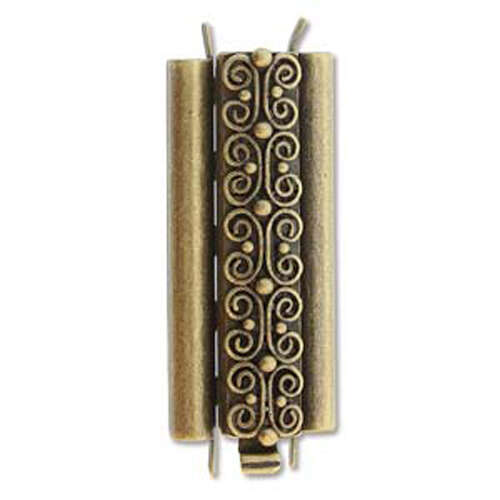 Beadslide Clasp Squiggle Design - Antique Brass - CLSP219AB-36