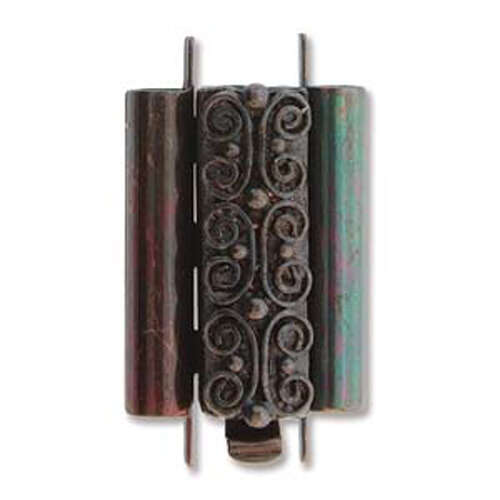 Beadslide Clasp Squiggle Design - Antique Copper - CLSP219AC-22