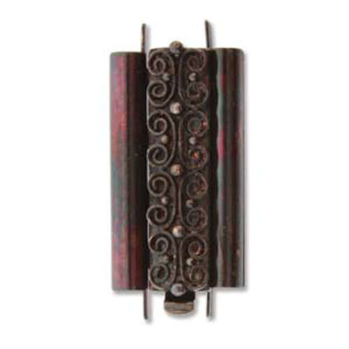 Beadslide Clasp Squiggle Design - Antique Copper - CLSP219AC-30