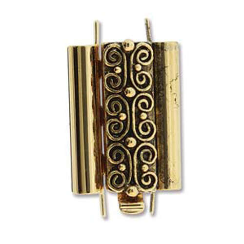Beadslide Clasp Squiggle Design - Antique Gold - CLSP219AG-22