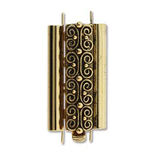 Beadslide Clasp Squiggle Design - Antique Gold - CLSP219AG-30