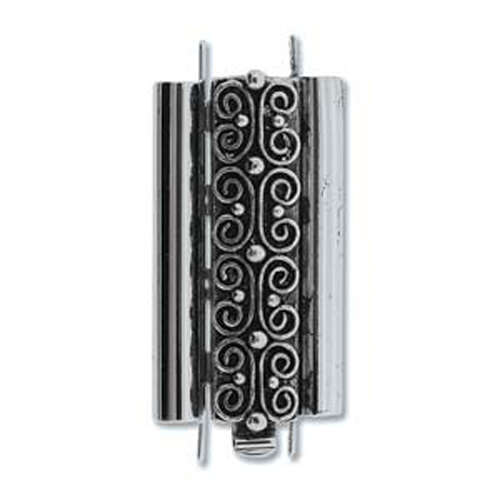 Beadslide Clasp Squiggle Design - Antique Silver - CLSP219AS-30