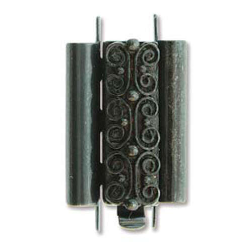 Beadslide Clasp Squiggle Design - Black - CLSP219BK-22