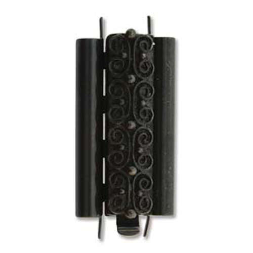 Beadslide Clasp Squiggle Design - Black - CLSP219BK-30