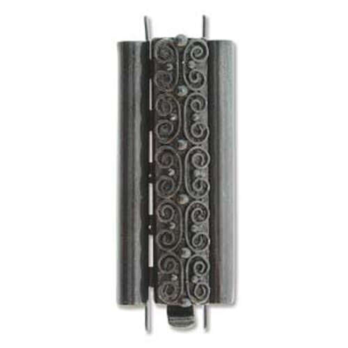Beadslide Clasp Squiggle Design - Black - CLSP219BK-36