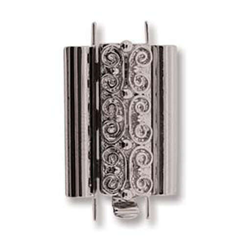 Beadslide Clasp Squiggle Design - Rhodium - CLSP219SP-22