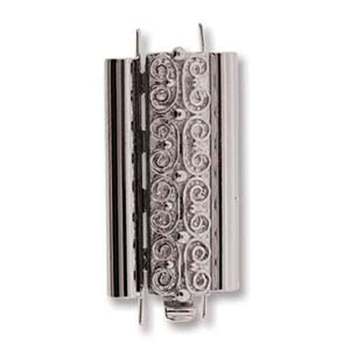 Beadslide Clasp Squiggle Design - Rhodium - CLSP219SP-30