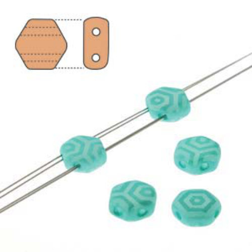 Honeycomb 6mm - HC0602010-29569WB - Turquoise Silk Laser Web - 30 Bead Strand