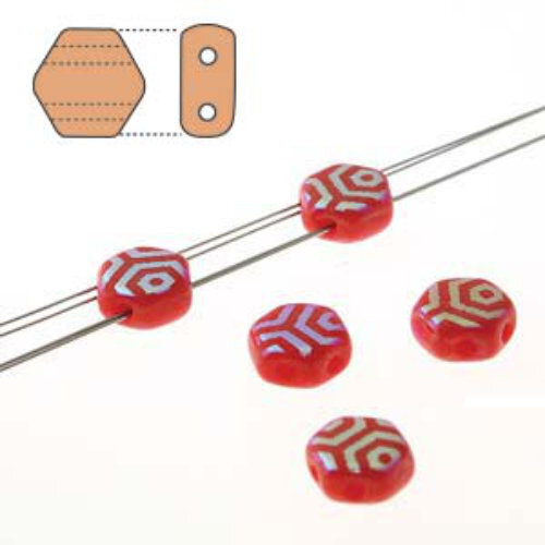 Honeycomb 6mm - HC0693190-28703WB - Opaque Red AB Laser Web - 30 Bead Strand