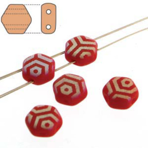 Honeycomb 6mm - HC0693190-28773WB - Matte Opaque Red AB Laser Web - 30 Bead Strand