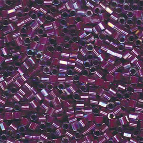 Miyuki 8/0 Delica Hex Cut Bead - DBLC-0056 - Lined Magenta AB - 50gm Bag