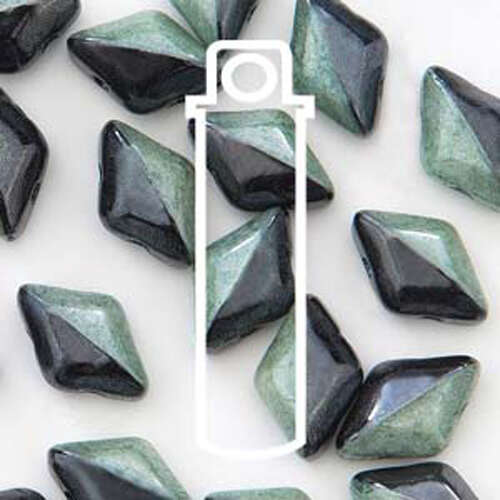 Gem Duo 8mm x 5mm - GD8503849-14459 - Duet Black & White Green Luster - 8gm Tube