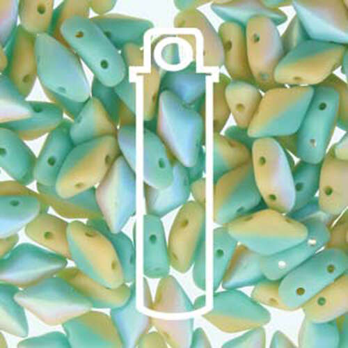 Gem Duo 8mm x 5mm - GD8563132-28771 - Matte Duet Turquoise Green Ivory AB - 8gm Tube