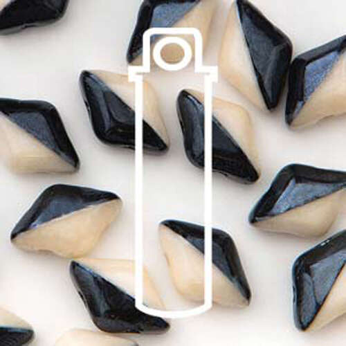 Gem Duo 8mm x 5mm - GD8503849-14413 - Duet Black & White Beige Luster - 8gm Tube