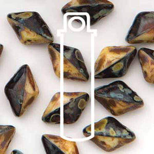 Gem Duo 8mm x 5mm - GD8503849-86805 - Duet Black & White Dark Travertine - 8gm Tube