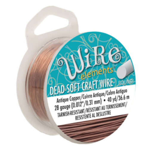 Tarnish Resistant Soft Temper Antique Copper 28 Gauge Round Wire - 40yd / 36m Spool - CW28R-AC-40