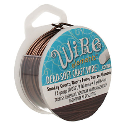 Tarnish Resistant Soft Temper Smoke Quartz 18 Gauge Round Wire - 7yd / 6.4m Spool - CW18R-SQ-7