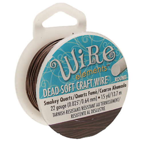 Tarnish Resistant Soft Temper Smoke Quartz 22 Gauge Round Wire - 15yd / 13m Spool - CW22R-SQ-15