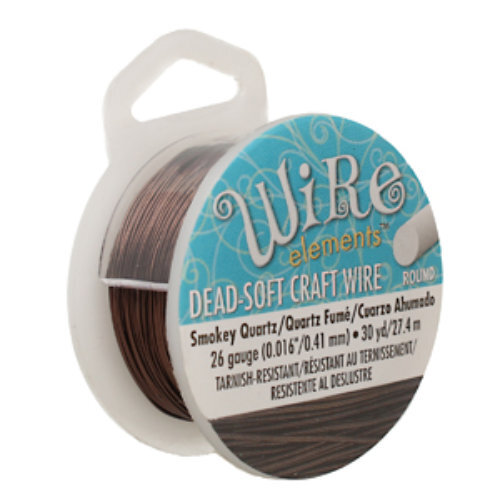 Tarnish Resistant Soft Temper Smoke Quartz 26 Gauge Round Wire - 30yd / 27m Spool - CW26R-SQ-30