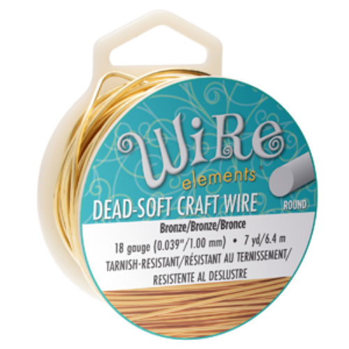 Tarnish Resistant Soft Temper Bronze 18 Gauge Round Wire - 7yd / 6.4m Spool - CW18R-BZ-7