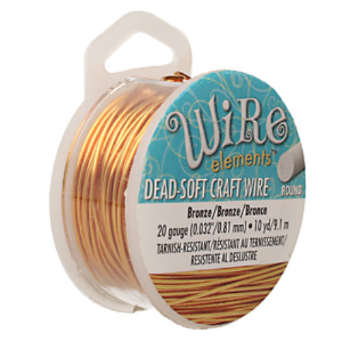 Tarnish Resistant Soft Temper Bronze 20 Gauge Round Wire - 10yd / 9m Spool  - CW20R-BZ-10