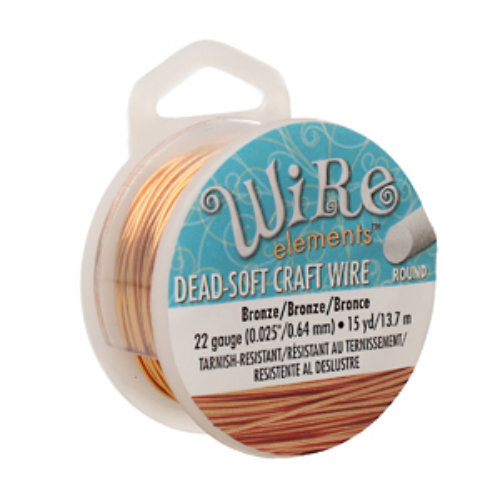 Tarnish Resistant Soft Temper Bronze 22 Gauge Round Wire - 15ft / 4.5m Spool - CW22R-BZ-15