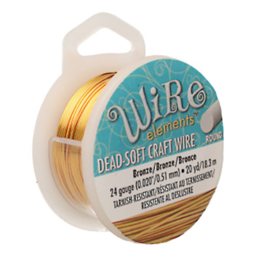 Tarnish Resistant Soft Temper Bronze 24 Gauge Round Wire - 20yd / 18m Spool - CW24R-BZ-20