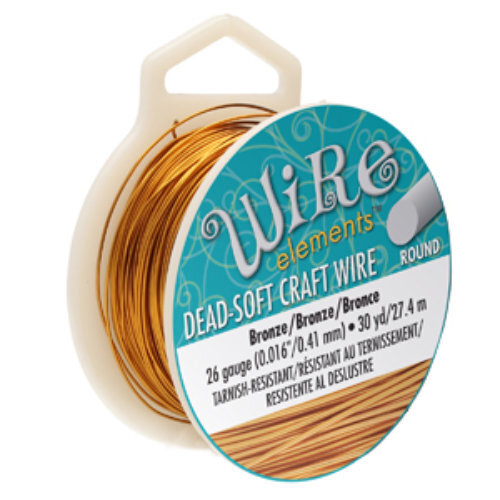 Tarnish Resistant Soft Temper Bronze 26 Gauge Round Wire - 30yd / 27m Spool - CW26R-BZ-30