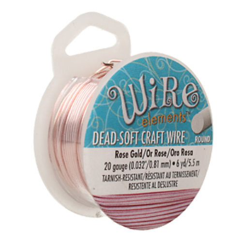 Tarnish Resistant Soft Temper Rose Gold 20 Gauge Round Wire - 6yd / 5.4m Spool - CW20R-RG-6