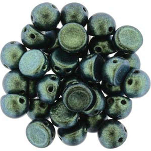 7mm Cabochon 2 Hole - Polychrome Teal - CAB07-94104JT - 100gm Bag