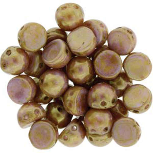 7mm Cabochon 2 Hole - Opaque Luster Rose Gold - CAB07-AK03000 - 100gm Bag