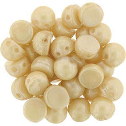7mm Cabochon 2 Hole - Opaque Luster Champagne - CAB07-LC03000 - 100gm Bag