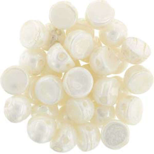 7mm Cabochon 2 Hole - Opaque Luster White - CAB07-L03000 - 100gm Bag