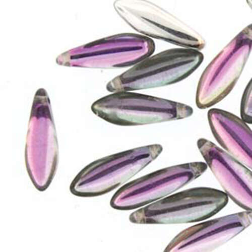 Dagger 5mm x 16mm Backlit Pink Mist 25 Bead Strand - DGR51600030-26536