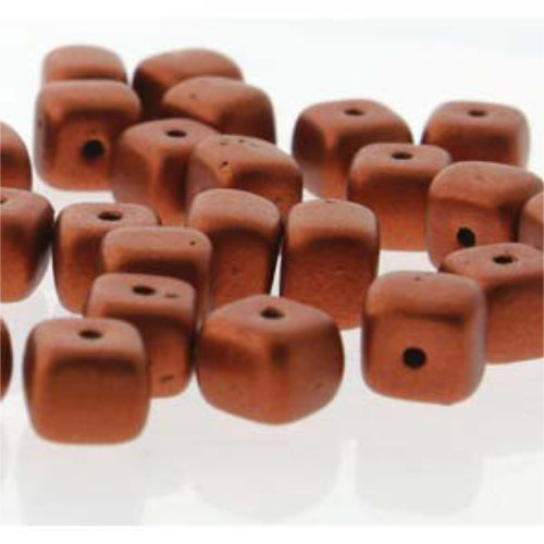 Cube Bead 5mm x 7mm - Bronze Fire Red - CU57-00030-01750 - 30 Bead Strand
