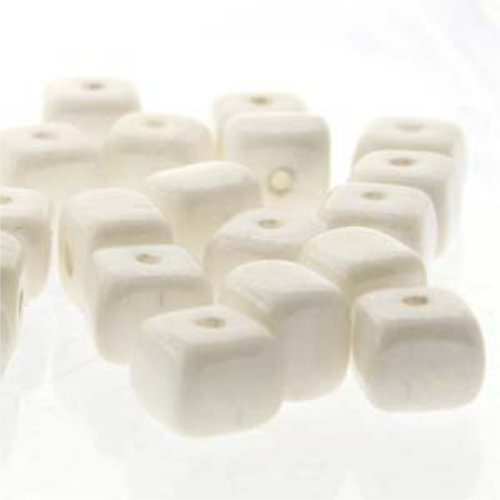 Cube Bead 5mm x 7mm - Chalk White Luster - CU57-03000-14400 - 30 Bead Strand