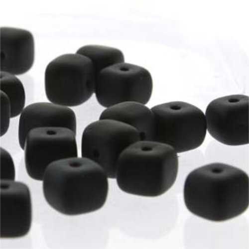 Cube Bead 6mm x 9mm - Matte Jet - CU69-23980-84110 - 30 Bead Strand