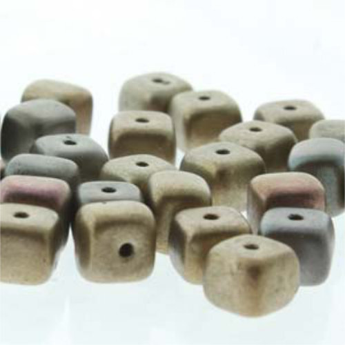 Cube Bead 6mm x 9mm - Grey Rainbow - CU69-00030-01670 - 30 Bead Strand