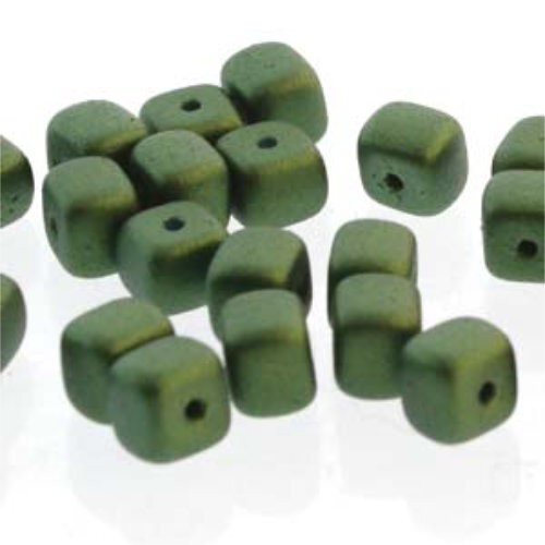 Cube Bead 6mm x 9mm - Gold Shine Dark Olive - CU69-02010-24103 - 30 Bead Strand