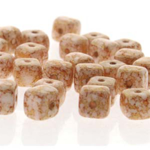 6 mm 2-hole Tile Beads Alabaster Picasso x 30 pc(s)