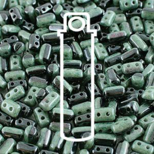 Rulla 3mm x 5mm - RUL3503849-14459 - Duet Black & White Dark Green Luster - 22gm Tube
