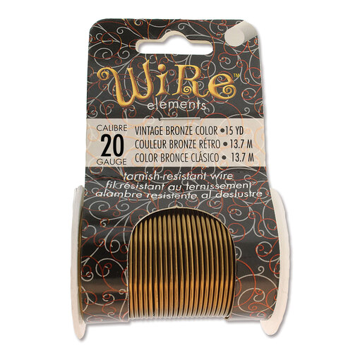 Tarnish Resistant Medium Temper Vintage Bronze 20 Gauge Round Wire - 15yd / 13m Roll - NTW20VB
