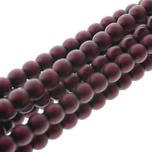 4mm Czech Glass Pearl - 120 Bead Strand - PRL04-17965M - Matte Burgundy