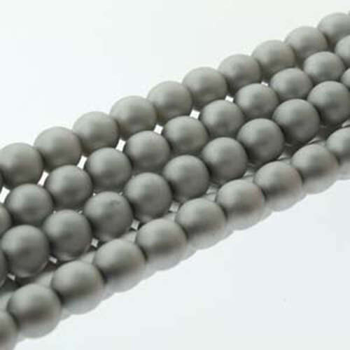 6mm Czech Glass Pearl - 75 Bead Strand - PRL06-70484M - Matte Silver