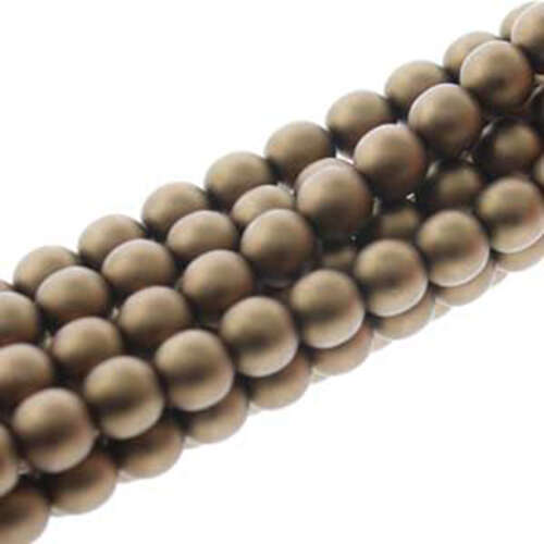 6mm Czech Glass Pearl - 75 Bead Strand - PRL06-10146M - Matte Antique Gold