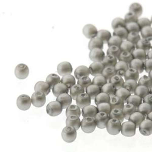 2mm Czech Glass Pearl - 150 Bead Strand - PRL02-70484M - Matte Silver