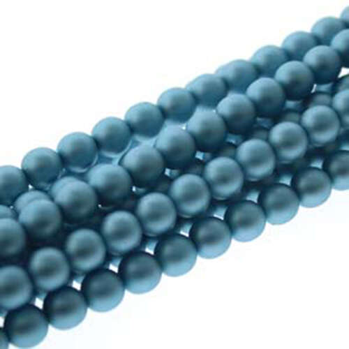 6mm Czech Glass Pearl - 75 Bead Strand - PRL06-70437M - Matte Cerulean