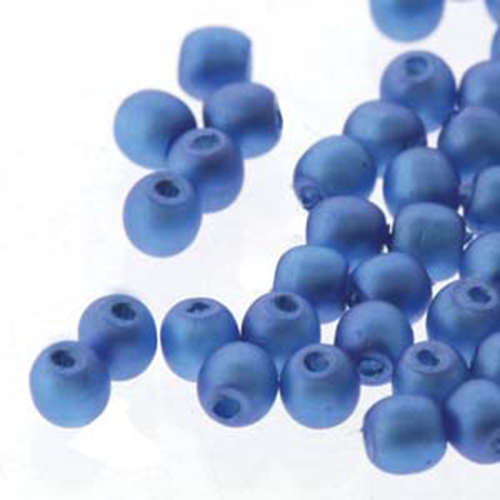 2mm Czech Glass Pearl - 150 Bead Strand - PRL02-70037M - Matte Persian Blue