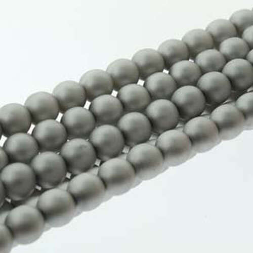 8mm Czech Glass Pearl - 75 Bead Strand - PRL08-70484M - Matte Silver